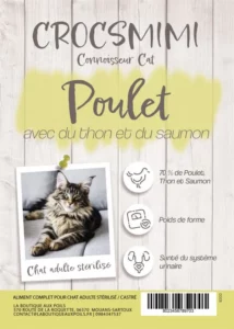 Croquettes Crocsmimi pour chat adulte stérilisé – poulet, thon et saumon
