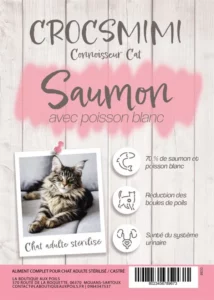Croquettes Crocsmimi pour chat adulte stérilisé – saumon et poisson blanc