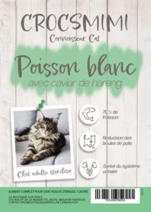 Croquettes Crocsmimi pour chat adulte stérilisé – poisson blanc et caviar de hareng
