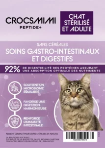 Croquettes Crocsmimi Peptide+ pour chat stérilisé – soins gastro‑intestinaux et digestifs