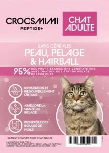 Croquettes Crocsmimi Peptide+ pour chat adulte – peau, pelage et contrôle des boules de poils