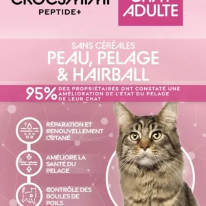 Croquettes Crocsmimi Peptide+ pour chat adulte – peau, pelage et contrôle des boules de poils