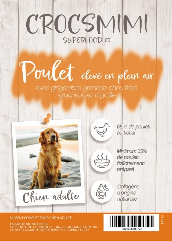 Croquettes Crocsmimi pour chien adulte – recette poulet