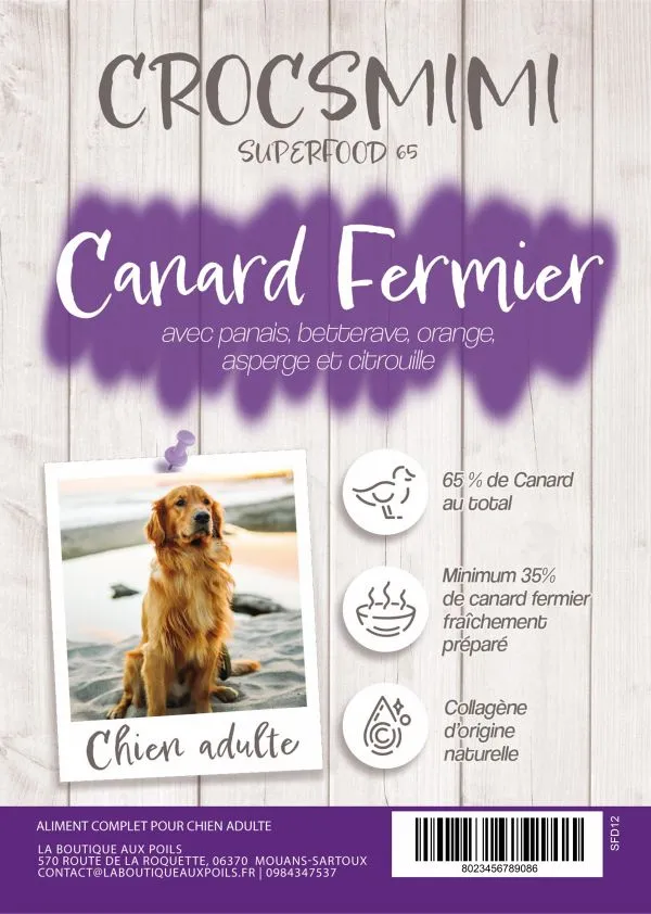 Croquettes Crocsmimi pour chien adulte – recette canard fermier