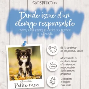 Croquettes Crocsmimi pour chien adulte petite race – recette dinde élevage responsable