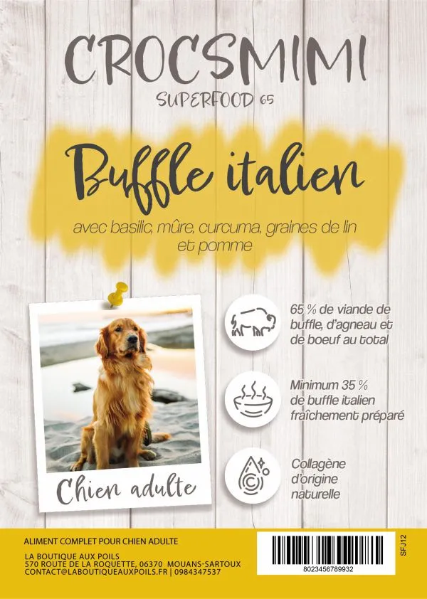 Croquettes Crocsmimi pour chien adulte – recette buffle italien