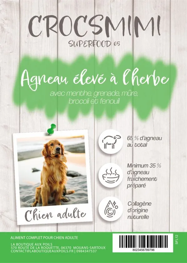 Croquettes Crocsmimi pour chien adulte – recette agneau