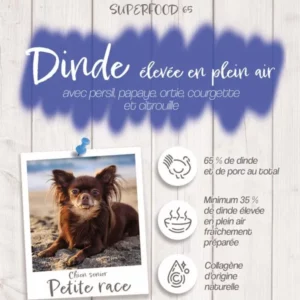Croquettes Crocsmimi pour chien senior petite race – recette dinde élevée en plein air