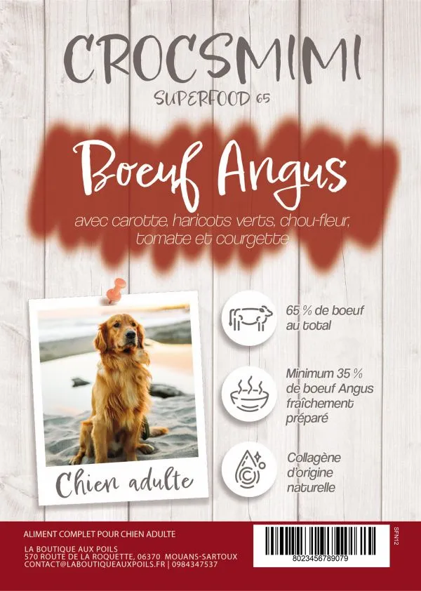 Croquettes Crocsmimi pour chien adulte – recette bœuf Angus