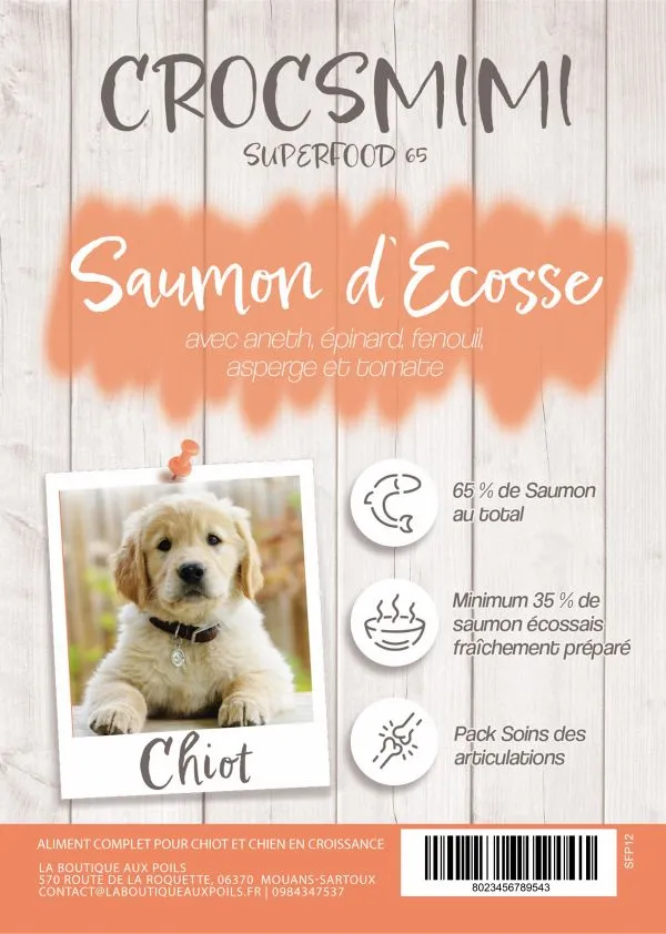 Croquettes Crocsmimi pour chiot – recette saumon d’Écosse