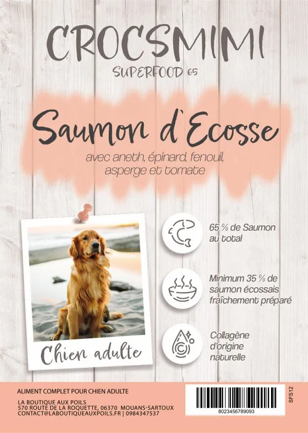 Crocsmimi Chien Adulte – Croquettes au saumon d’Écosse