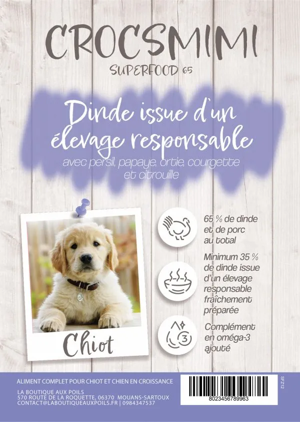 Croquettes Crocsmimi pour chiot – recette dinde