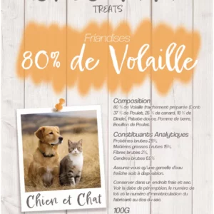 Friandises CROCSMIMI TREATS 80 % volaille – sachet pour chien et chat